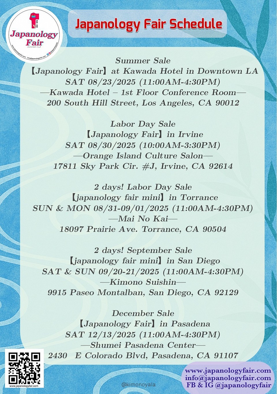 Japanology Fair Schedule