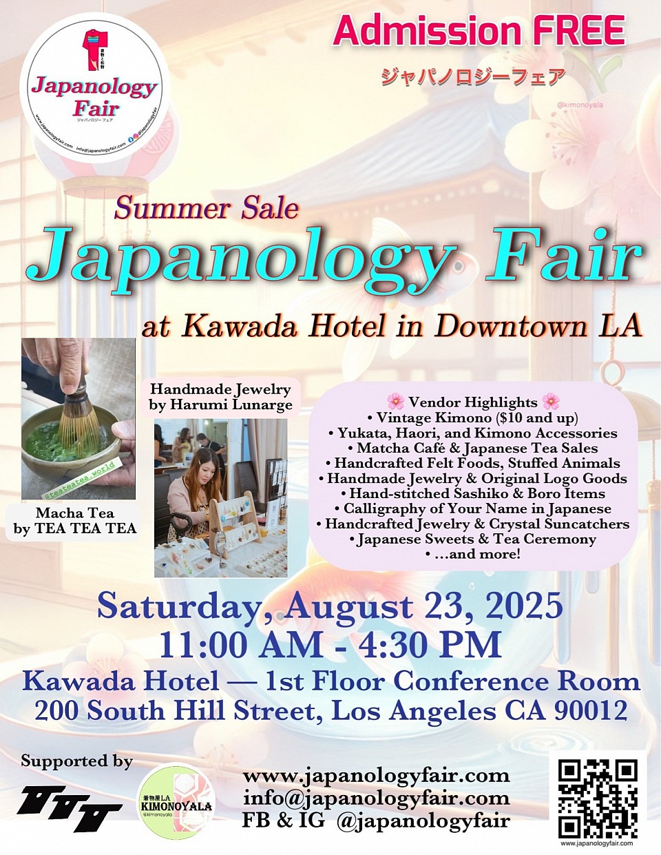 SAT 08/23/2025 Japanology Fair at Kawada Hotel